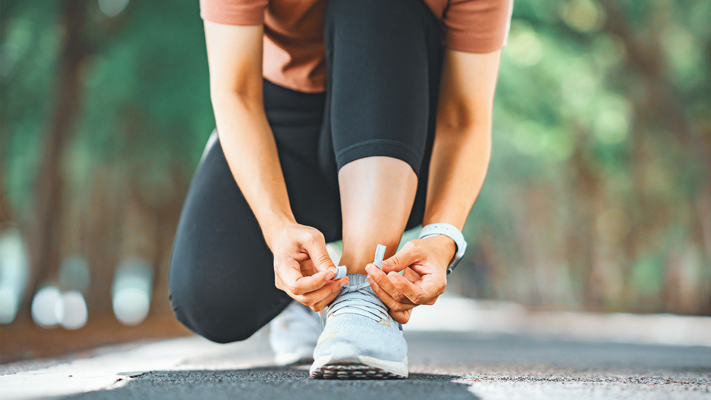 Schnürsenkel vor dem Laufen binden.